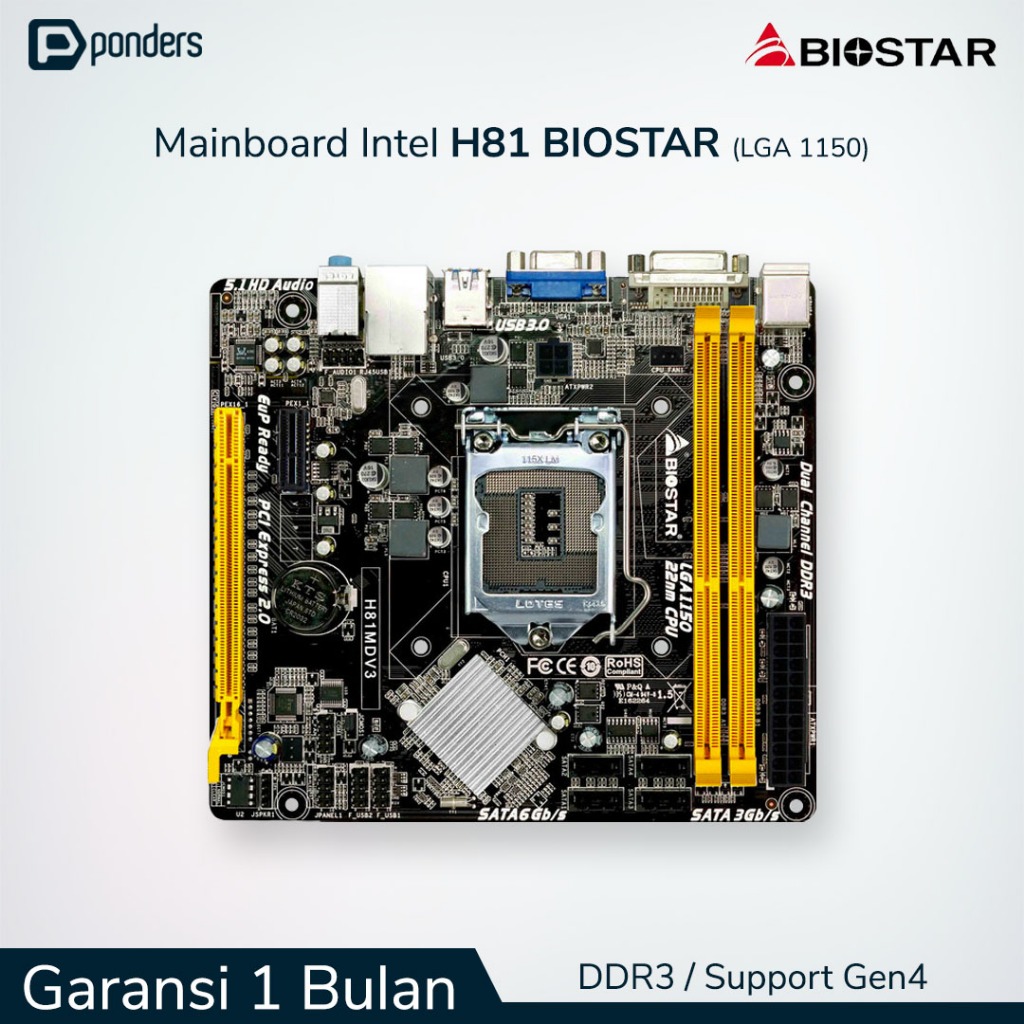 Mainboard Intel Biostar H81 LGA 1150 DDR3 Support Gen4