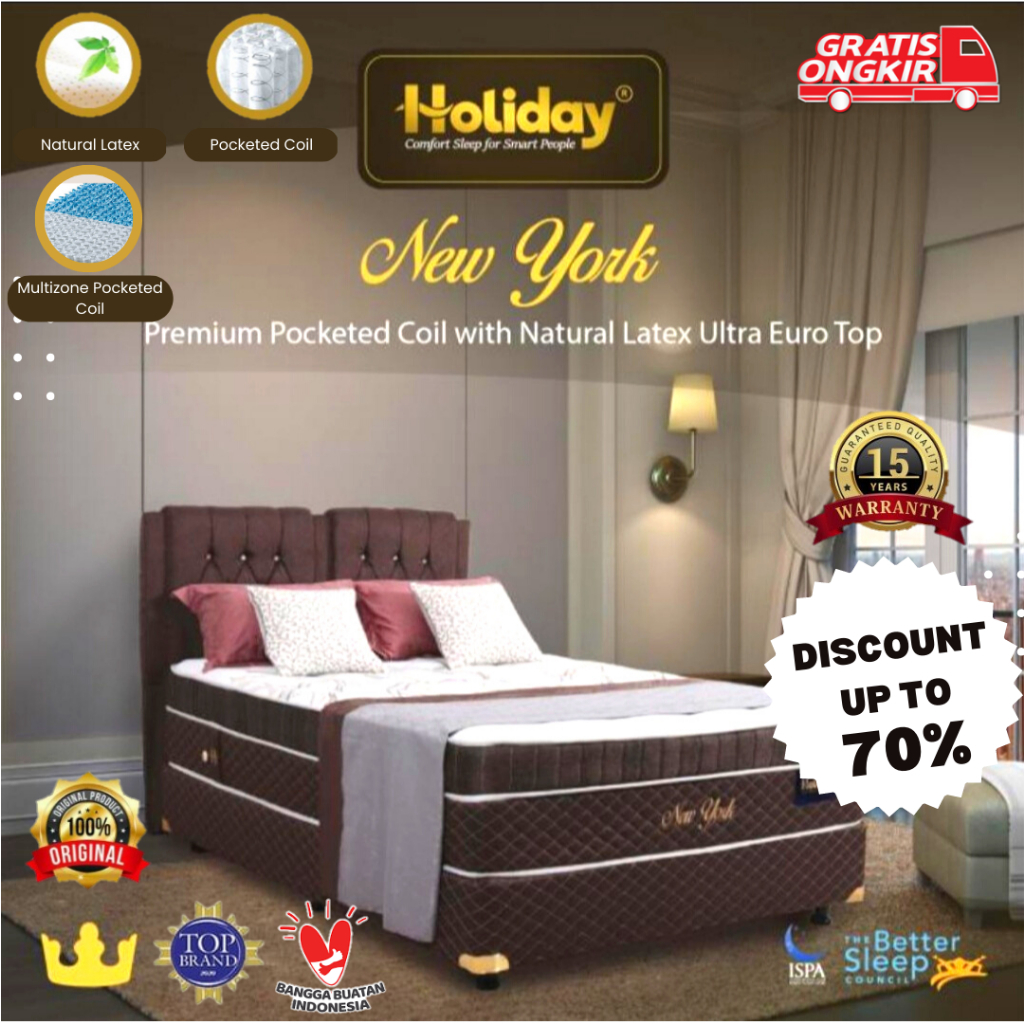Springbed Holiday New York Kasur Matras Spring Bed Premium Foam
