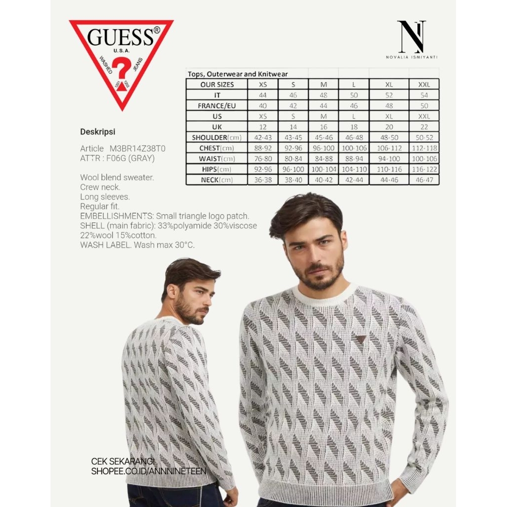 NEW Guess Men sweater stitch size XL original store