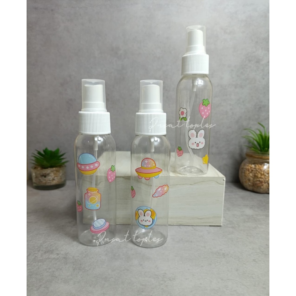 BOTOL SPRAY  PUTIH 100 ML NICE BOTOL KARAKTER MOTIF LUCU LUCU BOTOL REFIL ISI ULANG