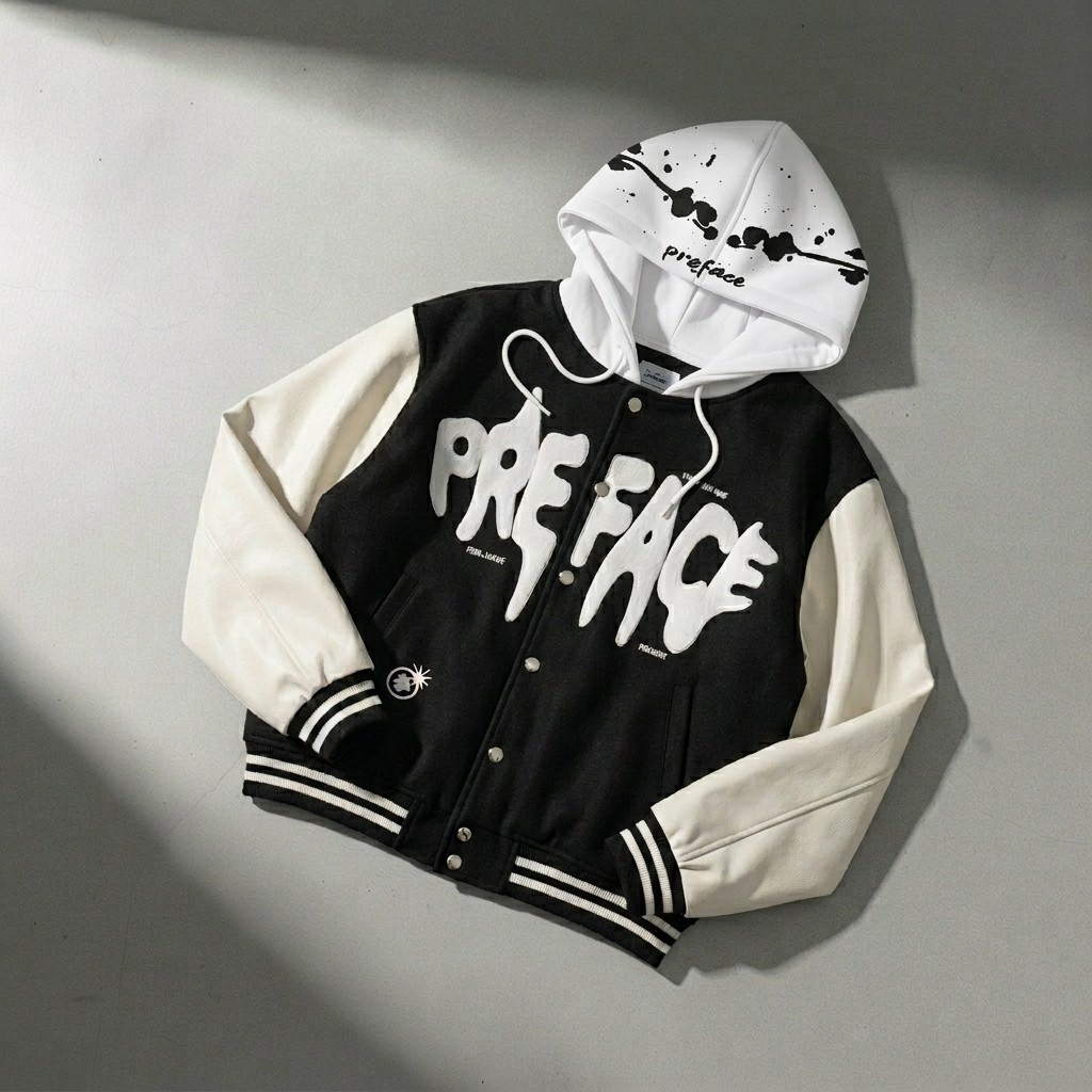 Jaket Varsity Hoodie - Preface Premium Unisex Anak Dan Dewasa Korean Style Kekinian