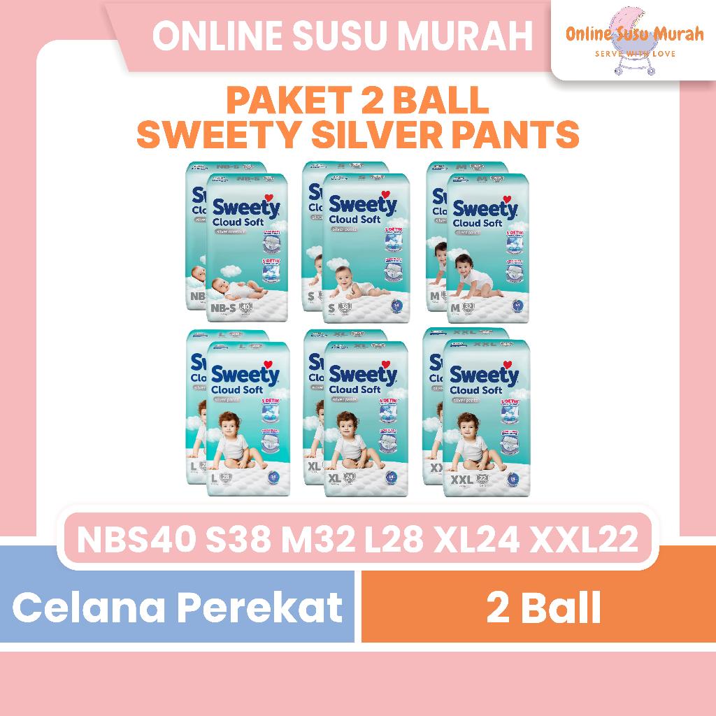 SWEETY SILVER PANTS PAKET 2 BALL S 38 M 32 L 28 XL 24 XXL 22 TAPE NBS40 POPOK CELANA & PEREKAT PPKS
