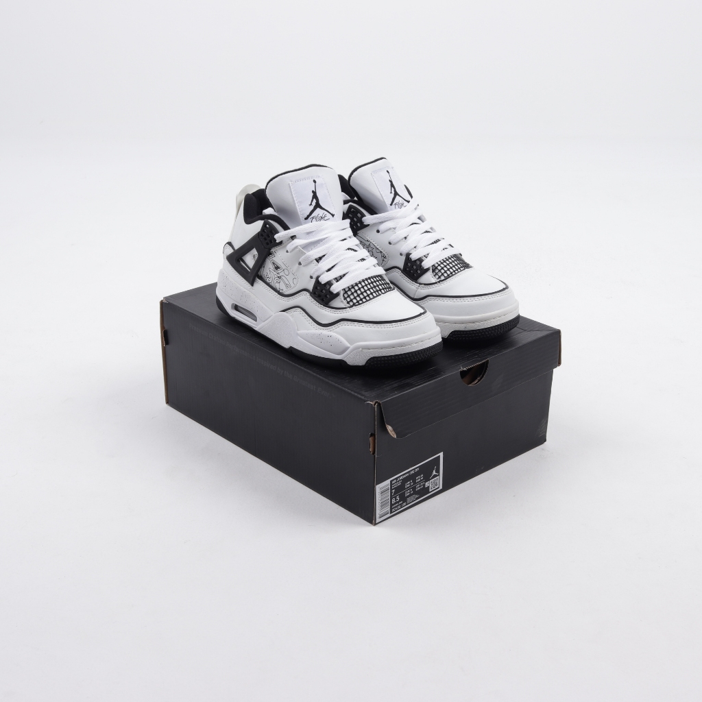 (SZBD) Sepatu Sneakers Air Jordan 4 Retro GS DIY White Black