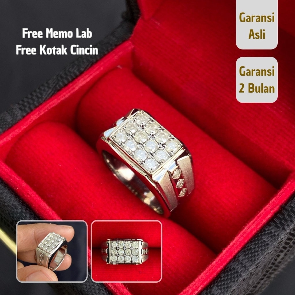 CINCIN PRIA BERLIAN ASLI MEWAH ELEGAN FREE MEMO GARANSI ASLI