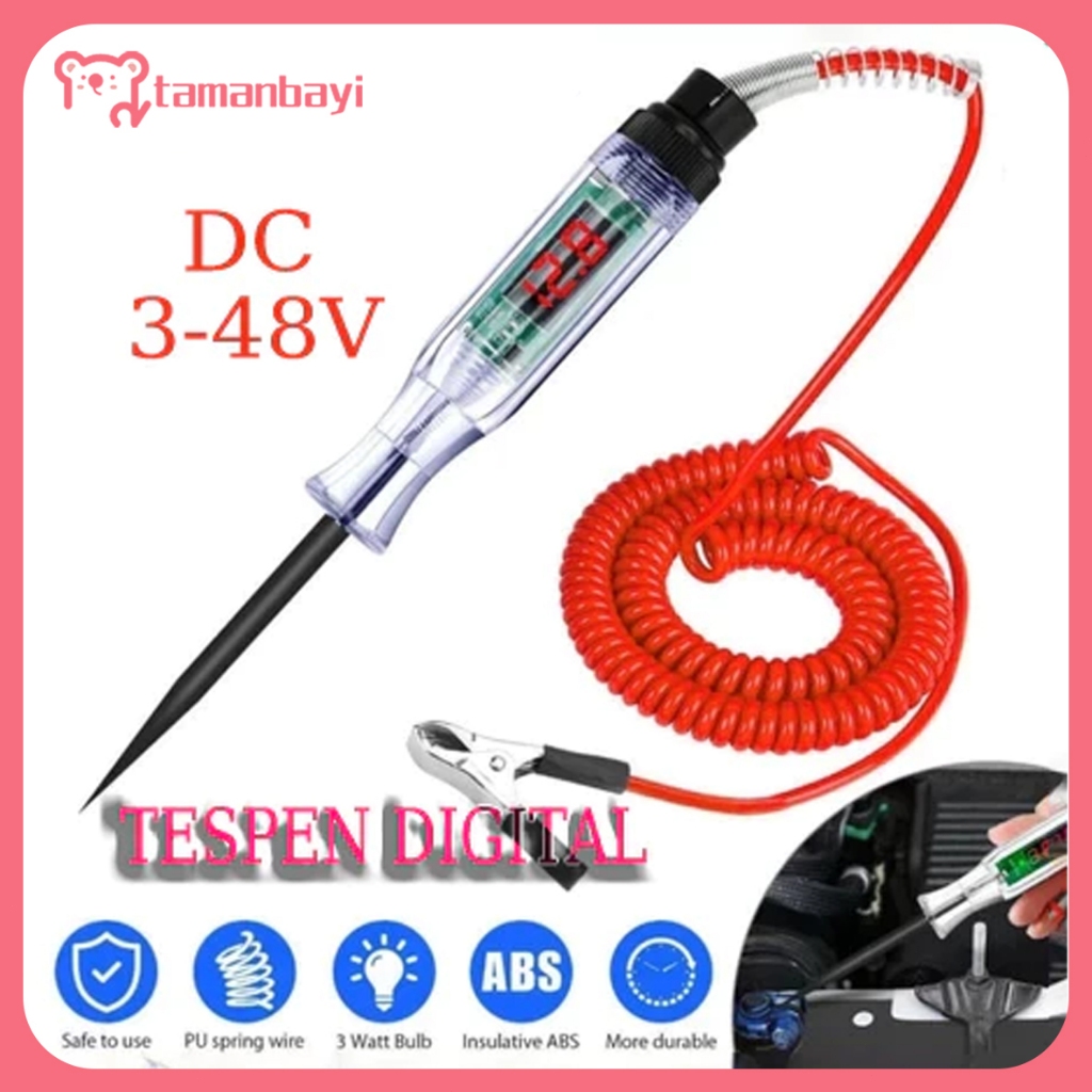Tespen listrik Tespen Digital DC Multifungsi Tespen Listrik Mobil Motor 3V/12v/24v/36V/48V Auto Volt