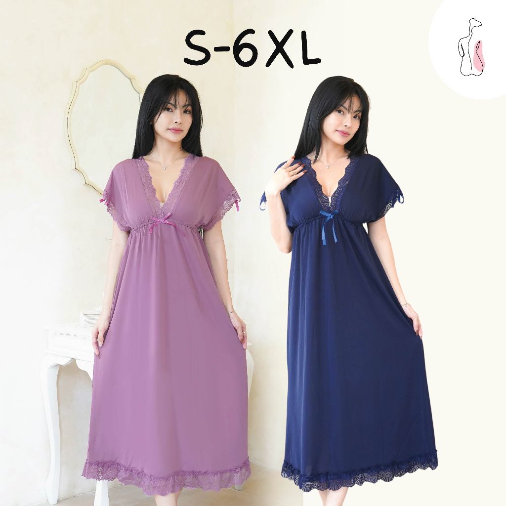 Jane S-6XL Sleepwear Dress / Daster Baju Tidur Midi Wainodshop