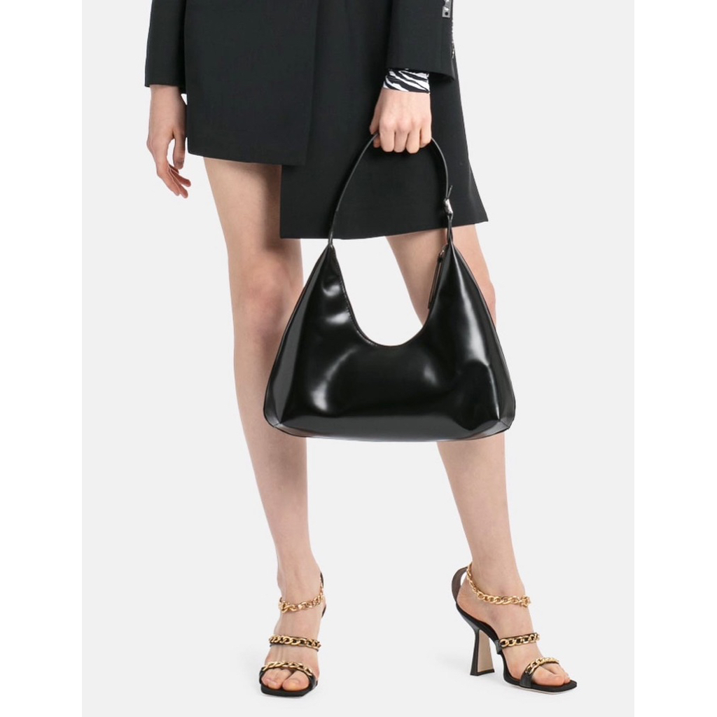 BY FAR Amber semi patent leather shoulder bag