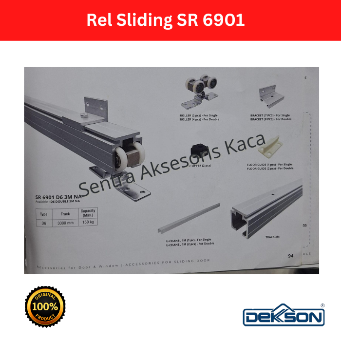 Rel Sliding Dekson SR 6901 D6 3M Rel Pintu Geser Alumunium