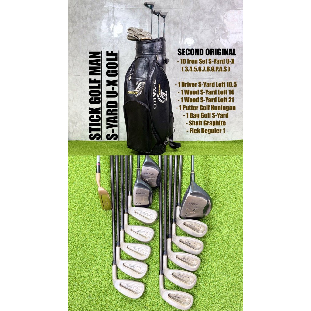 Paket Fullset Stick Golf Man S-Yard Golf Bekas Original Fullset Bag Golf
