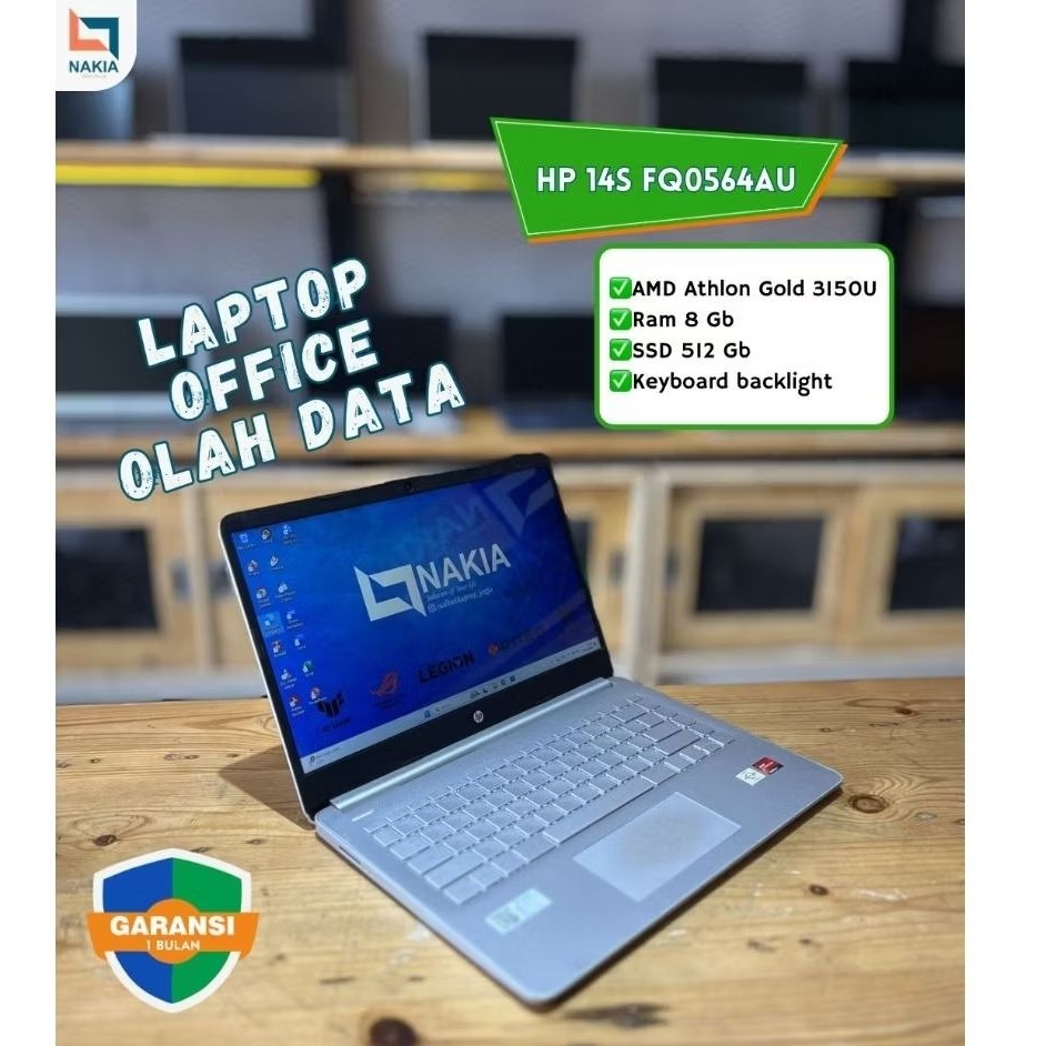 HP 14s FQ0564AU AMD Athlon Gold 3150U Ram 8 Gb SSD 512 Gb Keyboard backlight