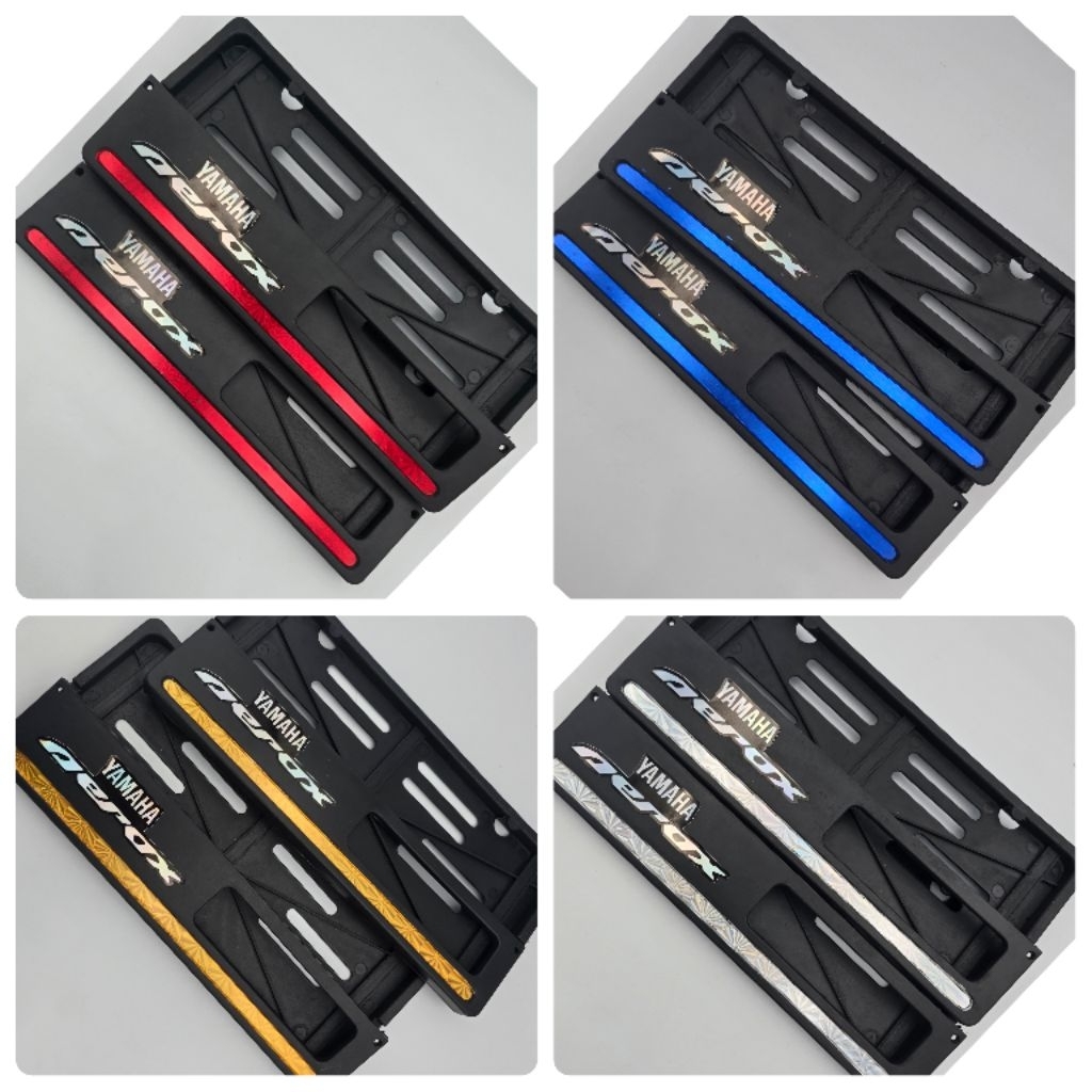 Dudukan Plat Nomer List Nyala Plus Stiker Hologram Yamaha Aerox Universal Semua Motor - Harga Sepasa