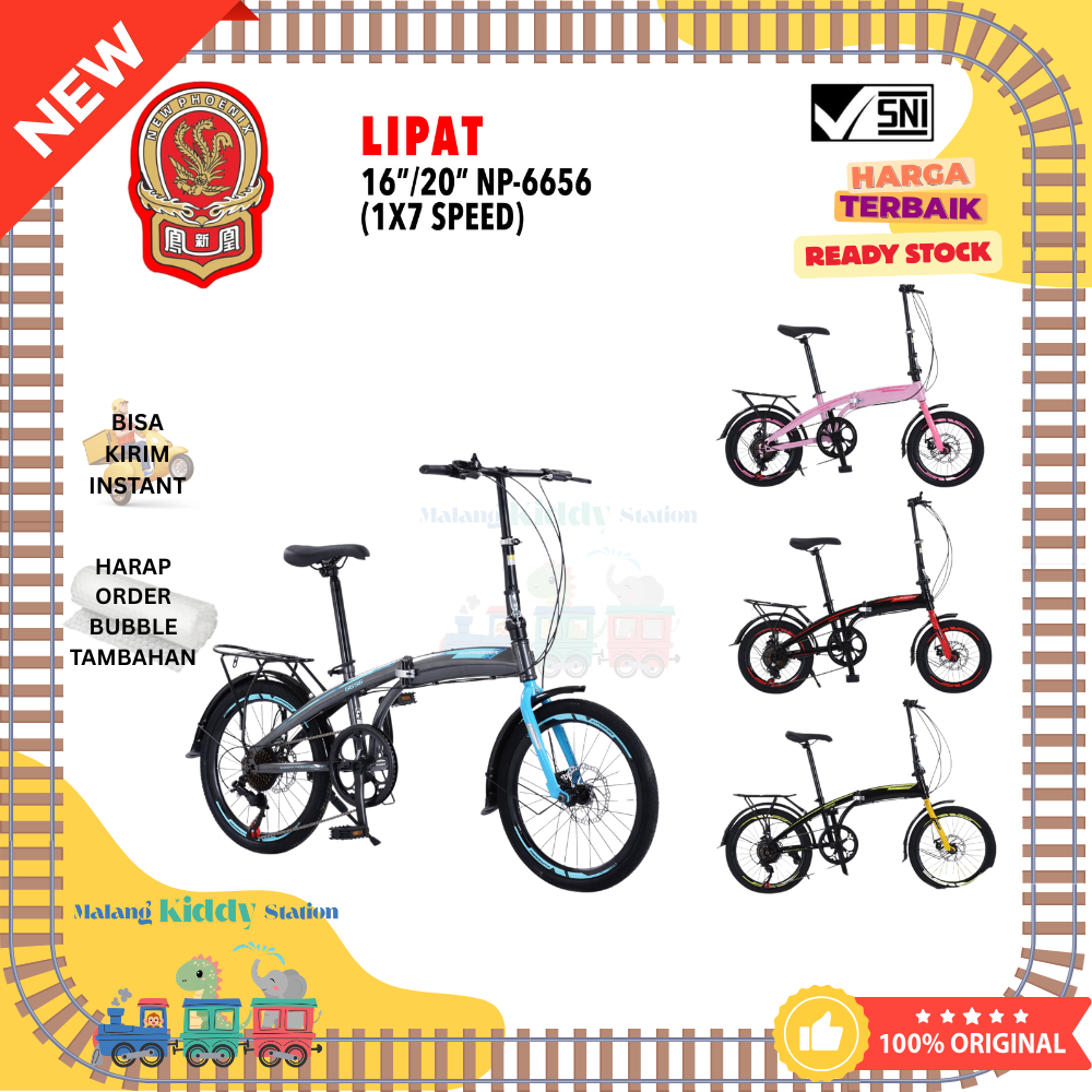 Sepeda Lipat Anak Dewasa Cowok Cewek Frame Kokoh New Phoenix NP 6656 16/20
