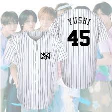 Jersey baseball salur nct wish baju atasan kemeja kancing olahraga softball nctwish yushi