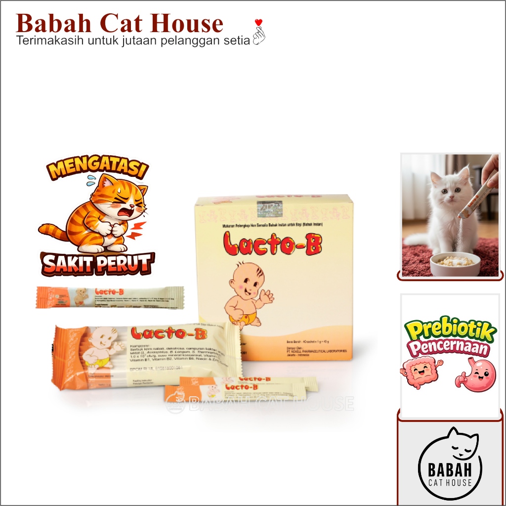 LACTO-B PROBIOTIK Obat Kucing Anak Anjing Sakit Mencret Diare Lacto B Lactob Sachet Untuk Hewan Penc