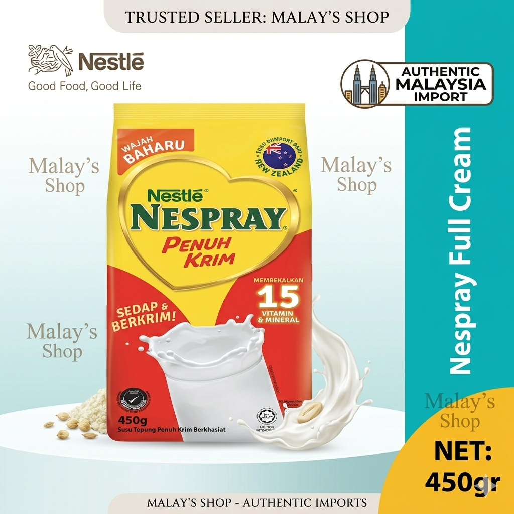 Nespray Malaysia 450gr - Susu Full Cream 15 Vitamin & Mineral - Import