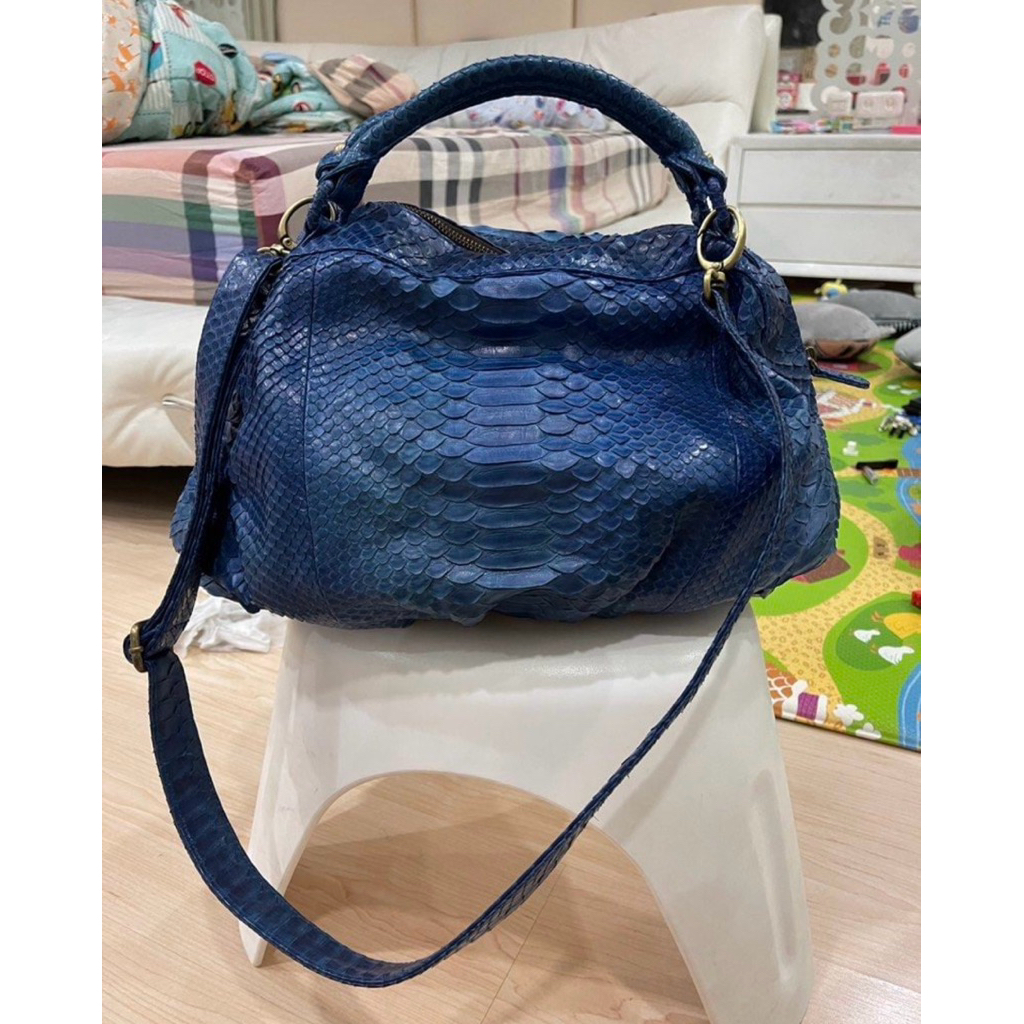 preloved Kamali tas kulit ular asli real snake leather hand shoulder bag second