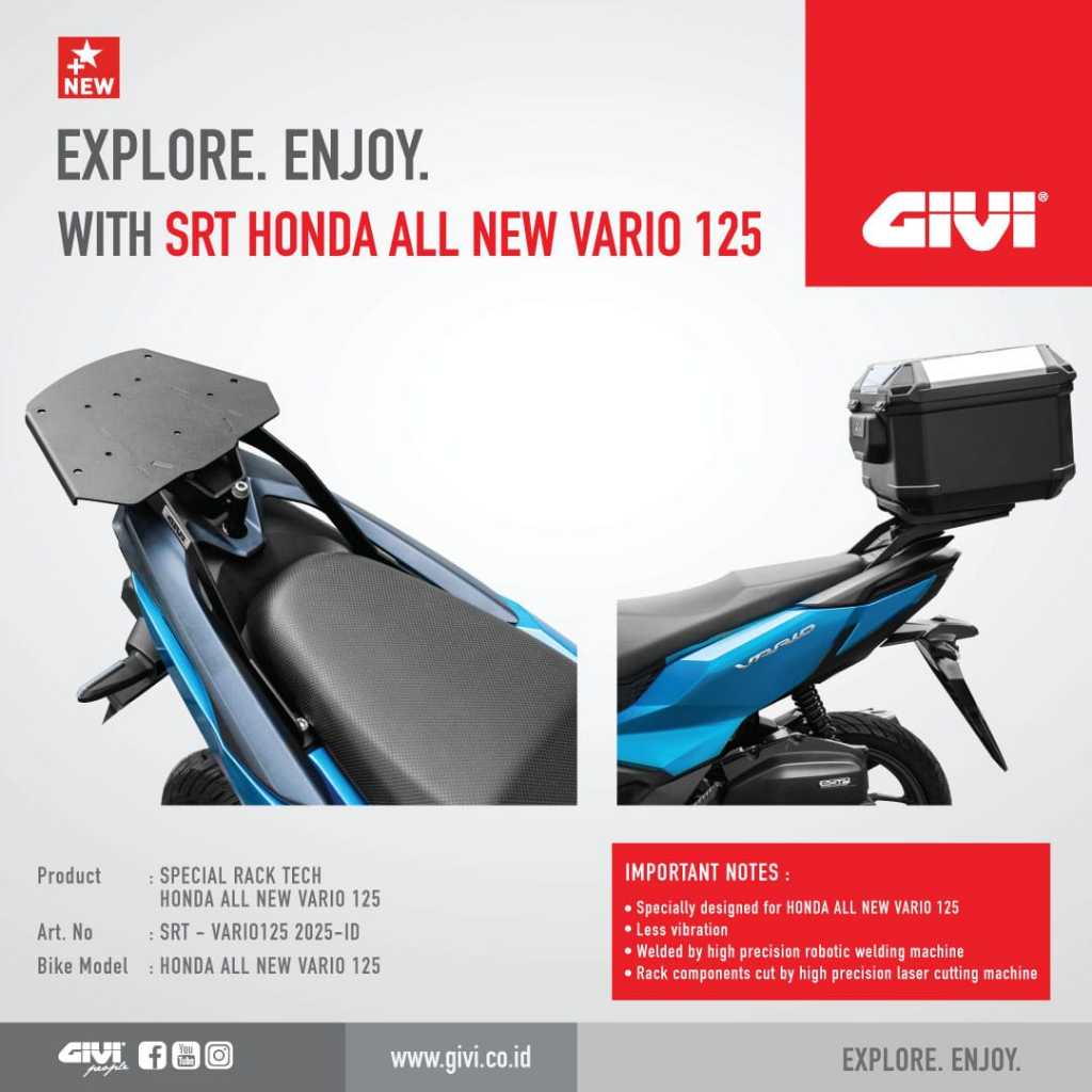 BRACKET TOP BOX GIVI SRT HONDA VARIO 125 NEW 2025