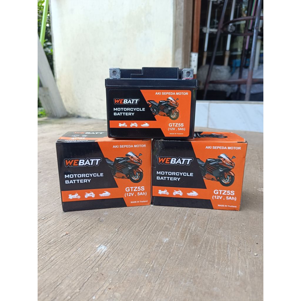 WE BATT AKI MOTOR GTZ5S 12V 5AH AKI KERING AKI BEAT VARIO 125 GL MP TIGER CB MIO VIXIO TERMURAH