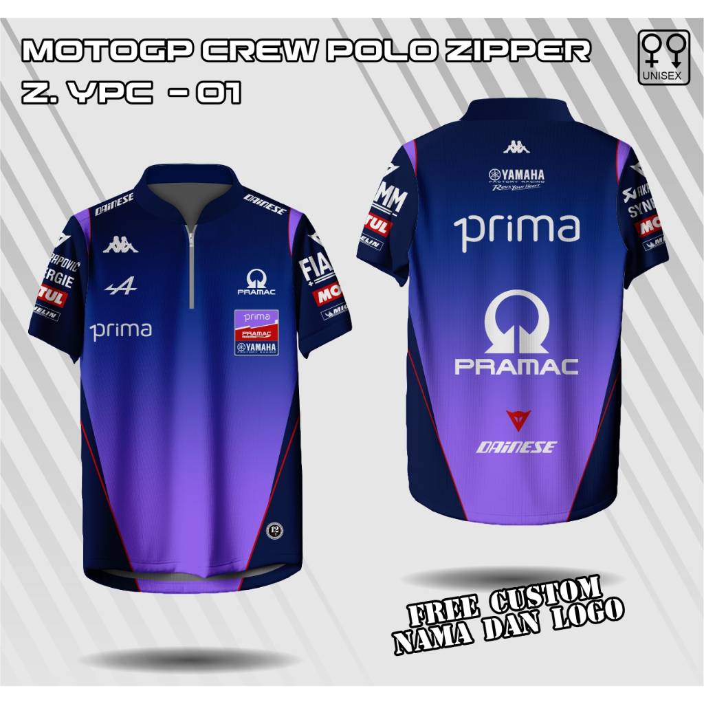 jersey zipper crew motogp team yamaha prima baju motogp yamaha pramac kaos yamaha zipper