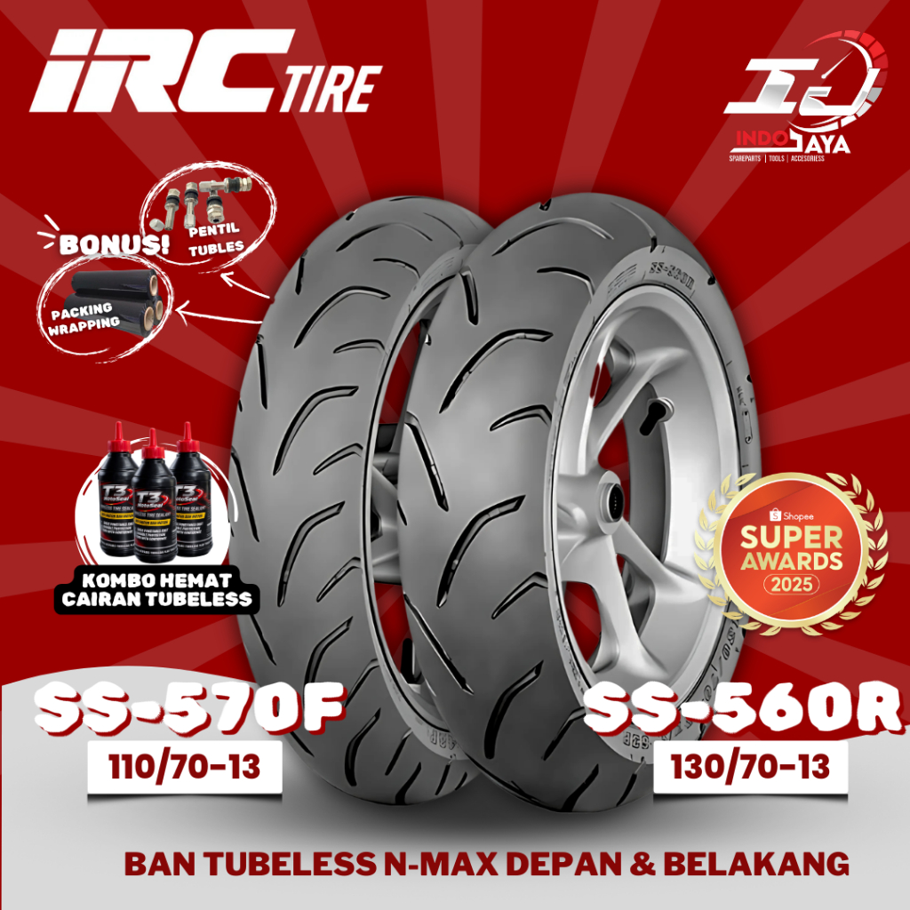 [SEPASANG] BAN LUAR TUBELESS IRC SS 560R - SS 570F (110/70-13 - 130/70-13) BAN MOTOR NMAX / N-MAX / 