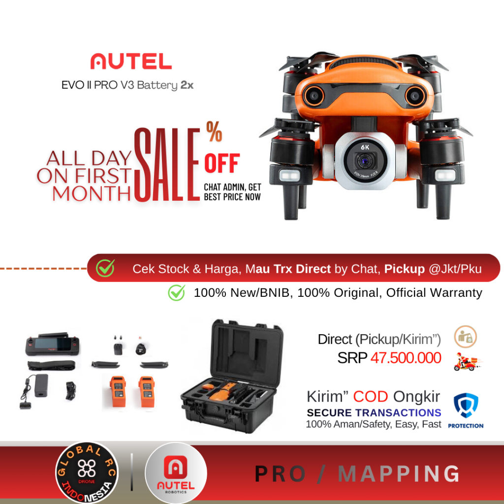 Autel Evo II Pro V3 Evo 2 Pro V3 Battery 2x Drone Aerial Mapping (Pemetaan Udara)