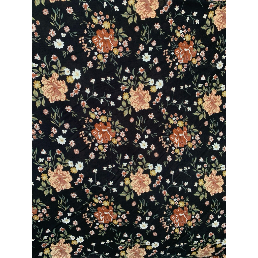 bahan kain katun rayon motif bunga/rayon import/rayon viscose(harga tertera 50cm