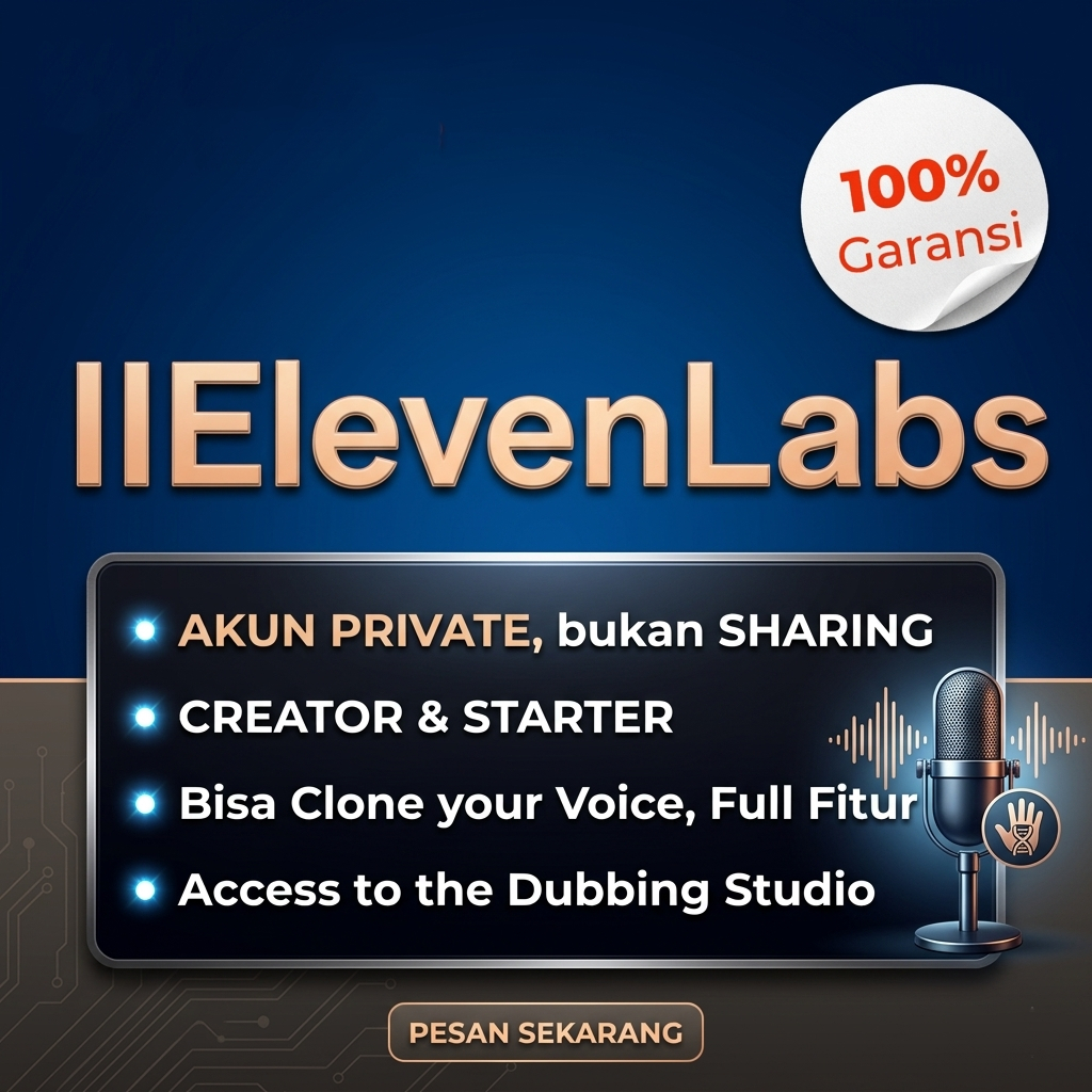ELEVEN LABS - private Masa 1 bulan Ubah Teks Menjadi Suara Alami dengan Text to Speech AI ElevenLabs