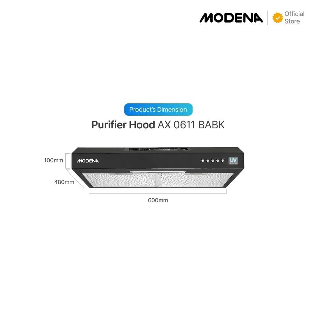 MODENA Purifier Slim Hood Hybrid - AX 0611 BABK Cooker Hood 60cm Modena