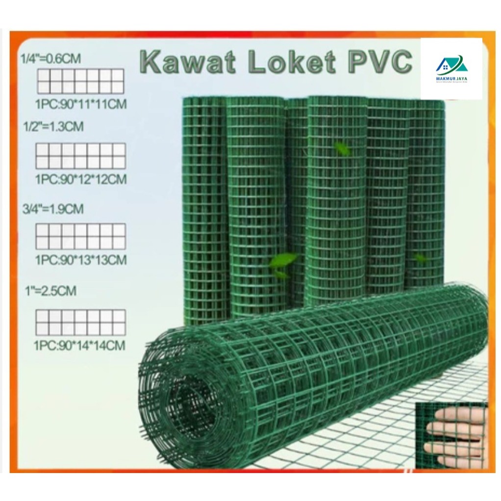 KAWAT LOKET PVC HIJAU 1/2"Inch / Kawat Ram Anti Karat / Kawat Tanaman Kebun