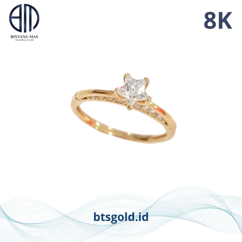 Cincin Emas Permata Putih | 8K