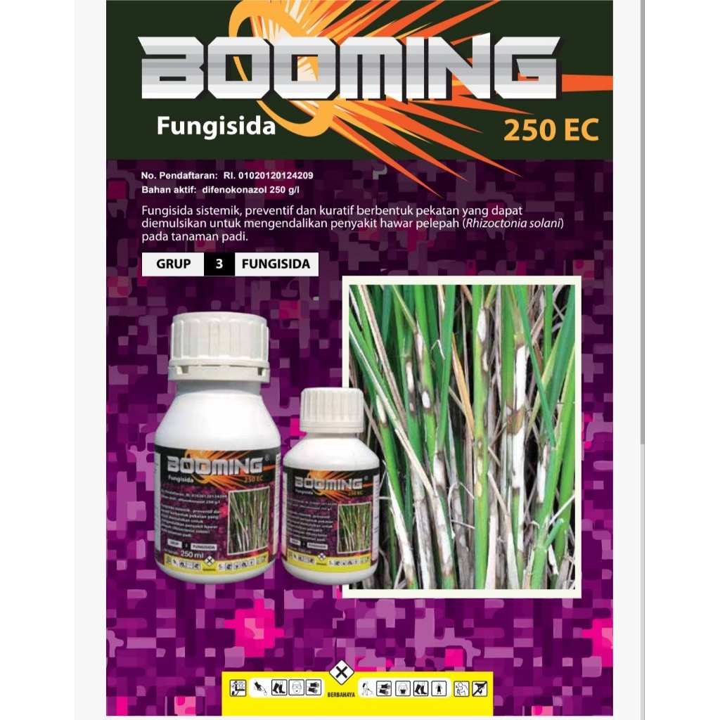 Booming Fungisida Sistemik 250 EC 100ml untuk Pencegahan Penyakit Hawar Pelepas pada Tanaman Padi