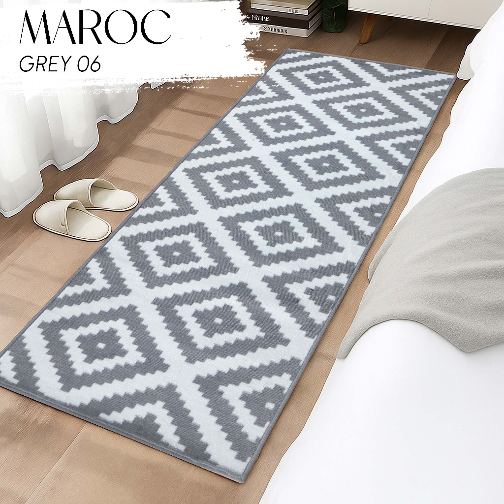 MAROC Karpet 80X200 GREY 06, Karpet Lantai, Karpet Bawah Meja,Karpet Bawah Kasur