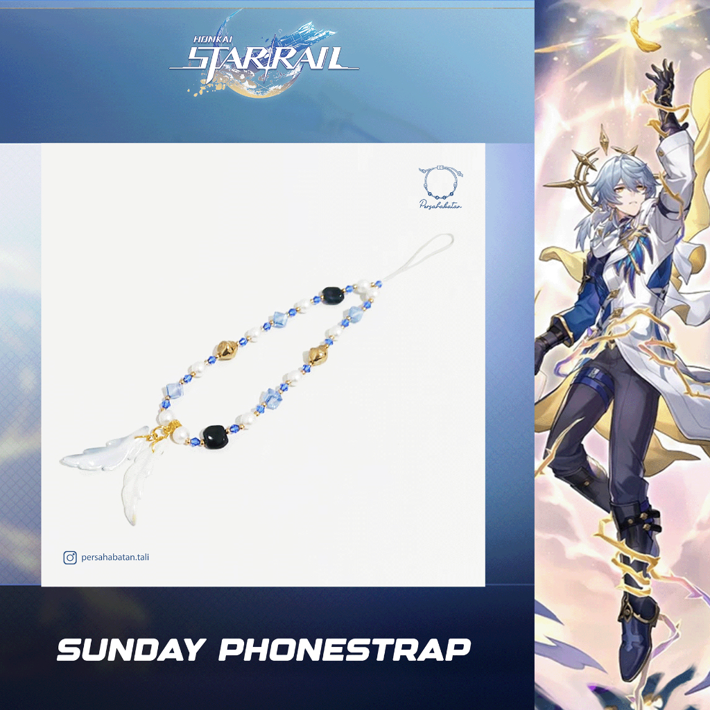 Sunday Honkai Star Rail Phonestrap Biru Putih Emas