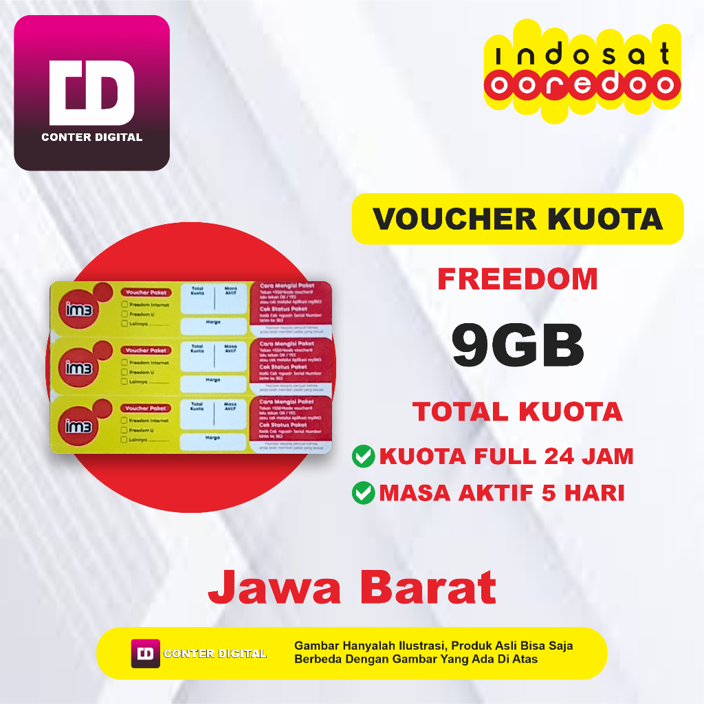 Voucher Kuota Indosat 9GB 5 Hari Full 24 Jam Paket Internet Indosat Ooredoo Murah