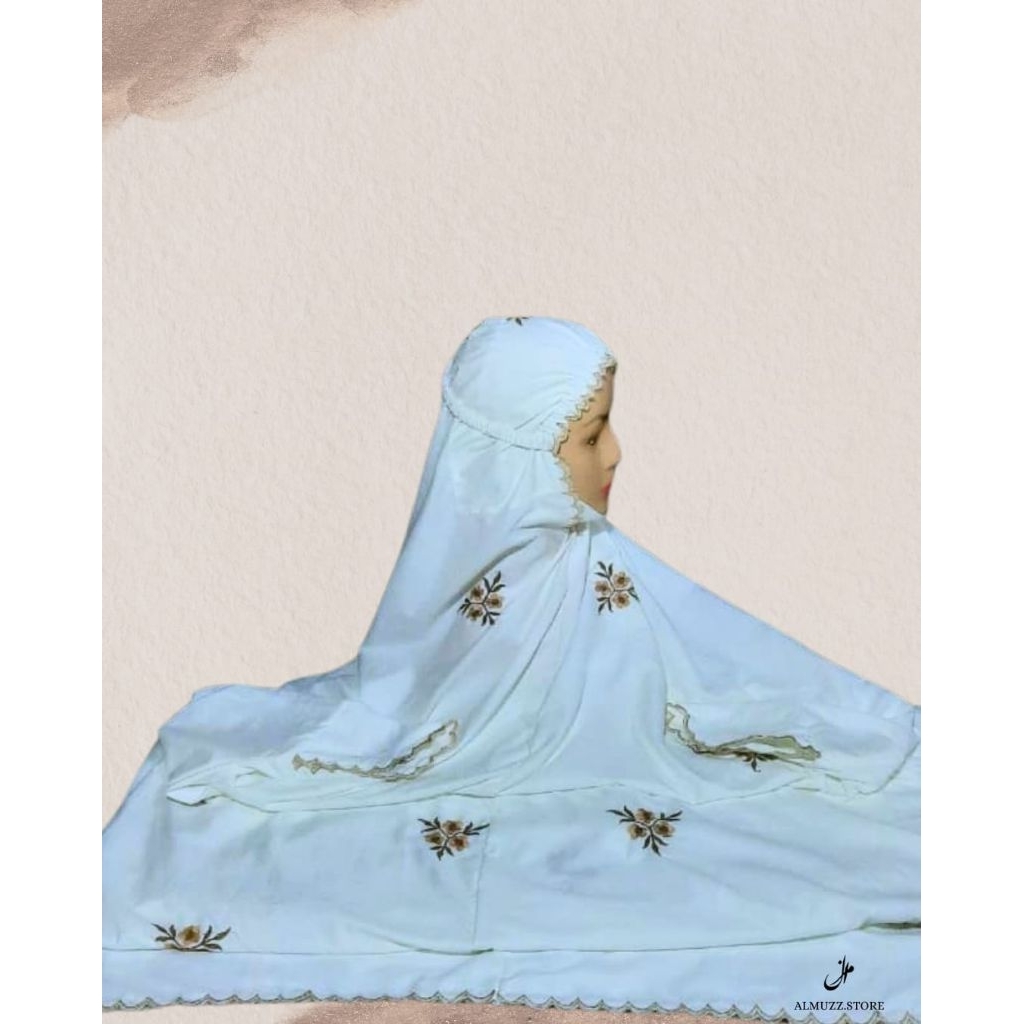 Mukena Terusan Dewasa Bordir Bunga Daun