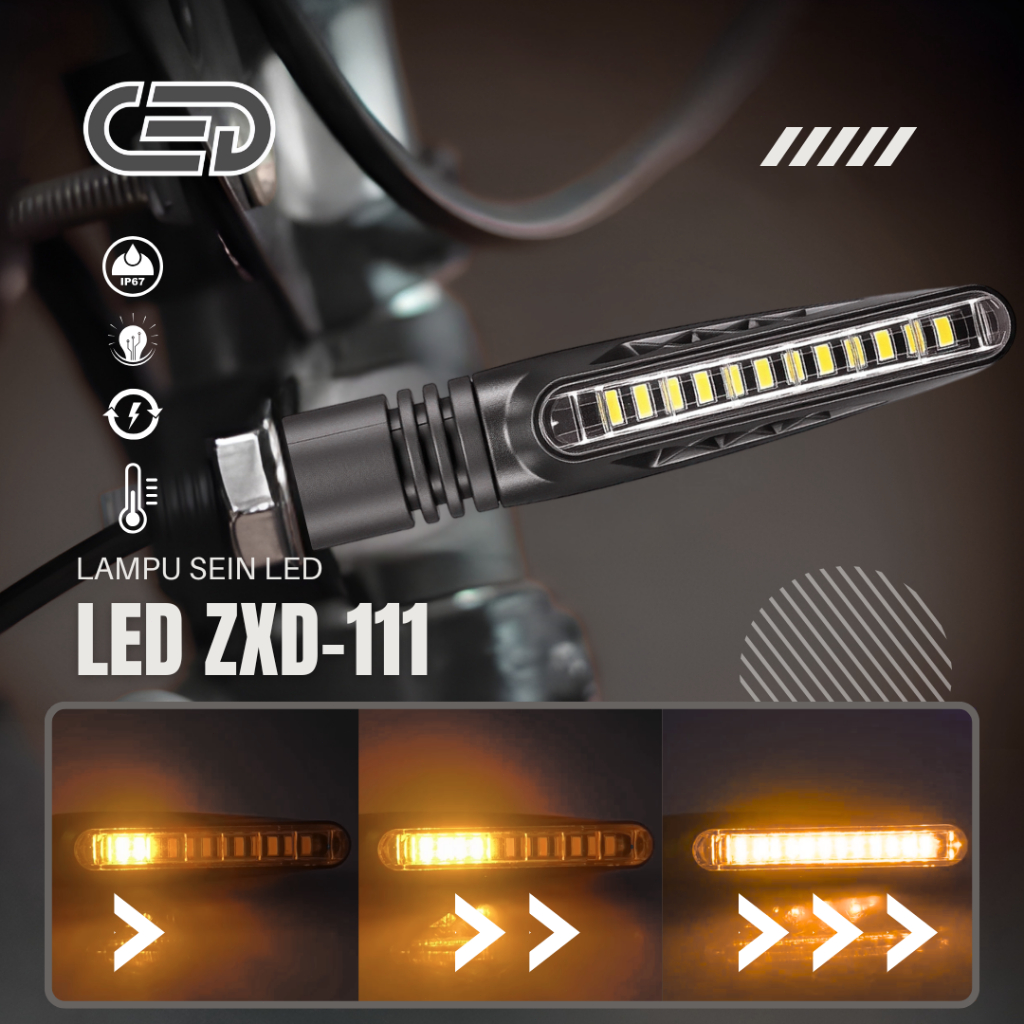 CED Lampu Sein ZXD-111 Motor LED - 12 Chip Kuning Terang, Universal 12V untuk Semua Motor
