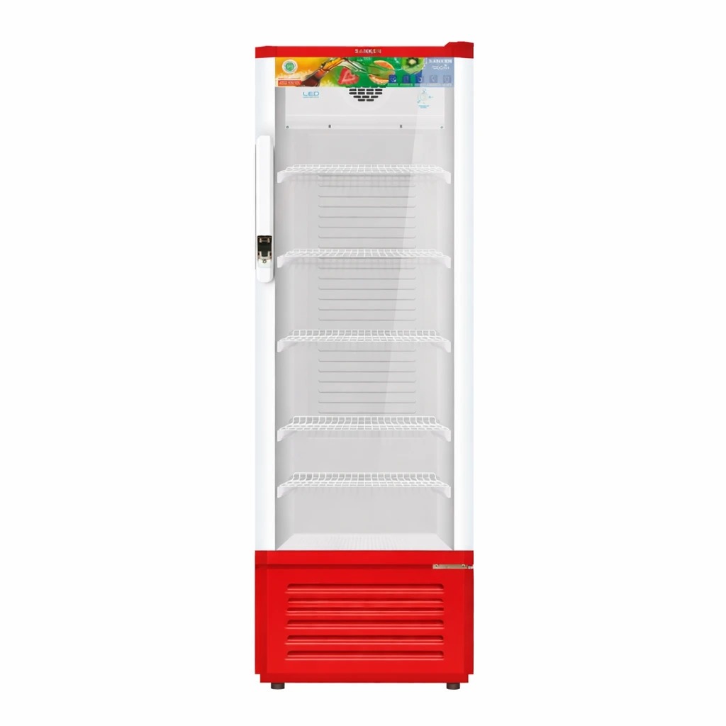 SANKEN SRS-275MR Kulkas 1 Pintu 220L – Low Watt, Rak Kaca Tempered, Warna Maroon Elegan