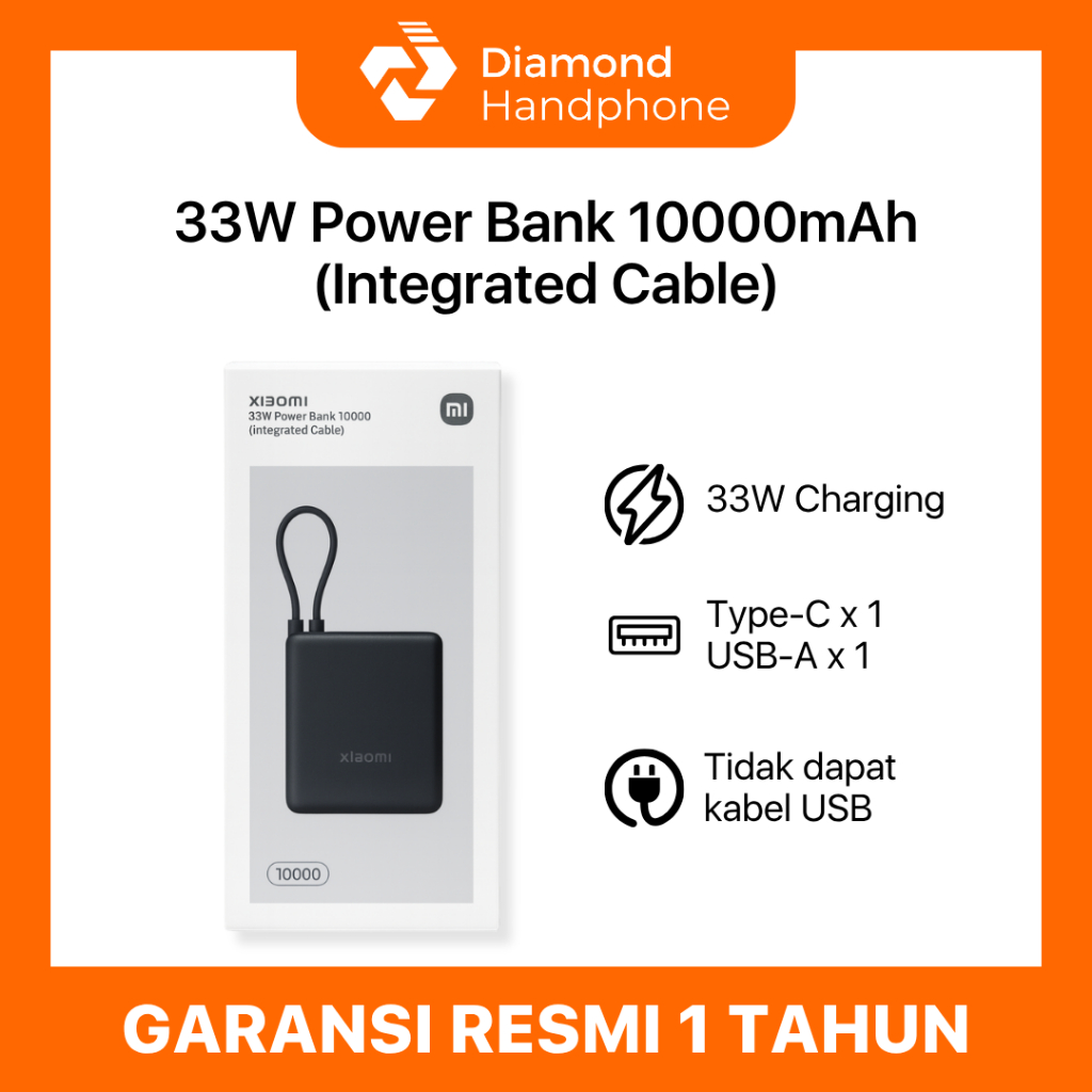 Xiaomi Power Bank 33W (Integrated Cable) 10000mAh