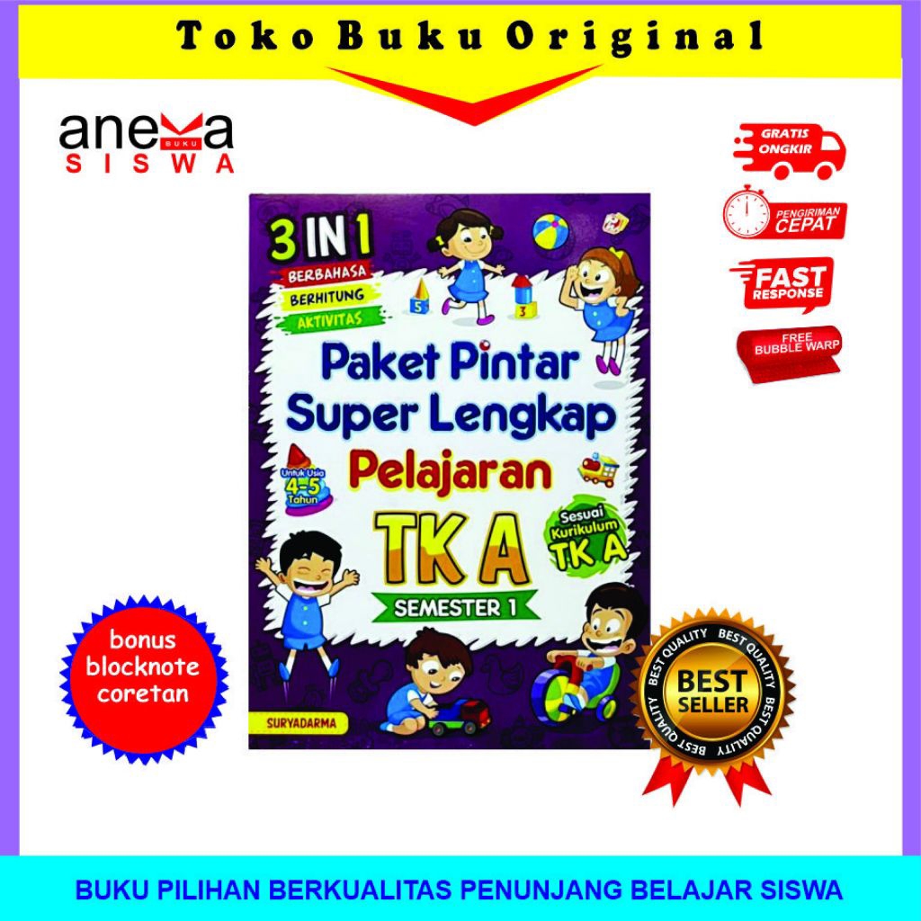 Paket Pintar Super Lengkap Pelajaran TK A SEMESTER 1 || Buku Sekolah Anak TK A  / Skill Anak TK A da