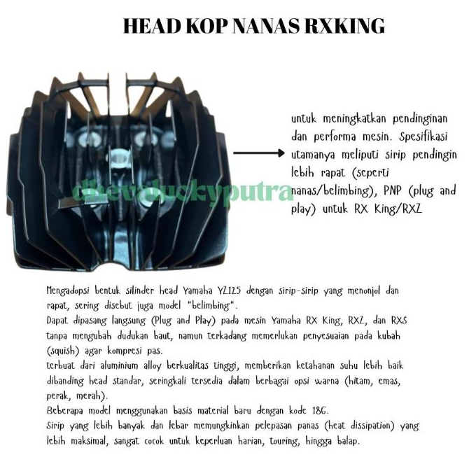 HEAD KOP NANAS RXKING RX KING RXK SQUISH SQUIS HARIAN TOURING KOP 125Z PNP RXKING