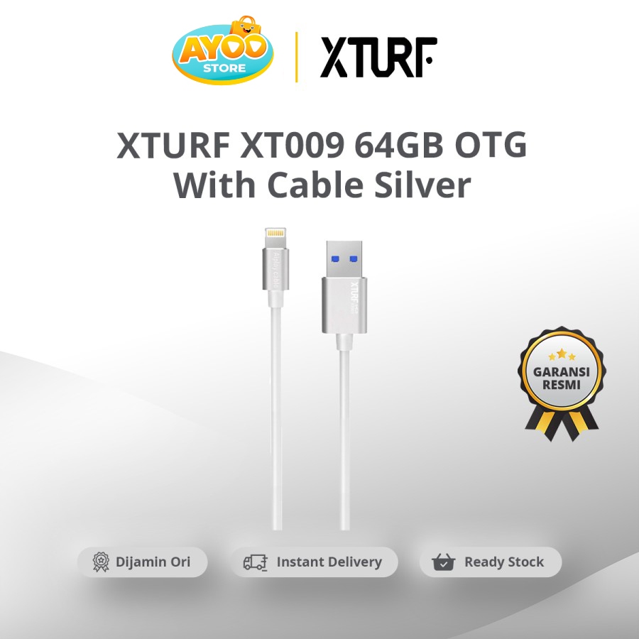 XTURF XT00964S 64G OTG W/Cable Silver (XT-009-64GB-SILVER)