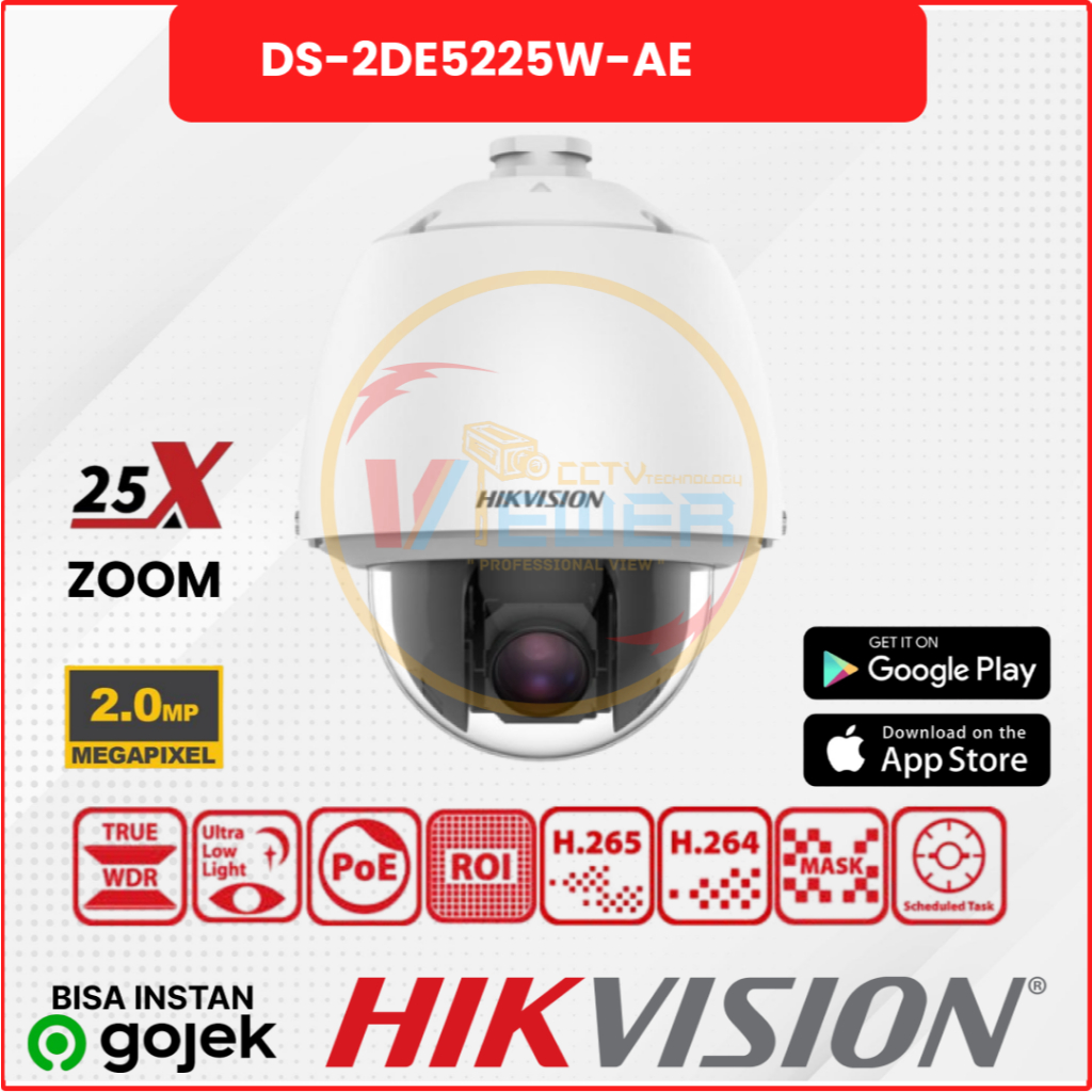 DS-2DE5225W-AE-HIKVISION IP PTZ CAMERA 5-inch 2 MP 25X ZOOM Powered by DarkFighter Network Speed Dom