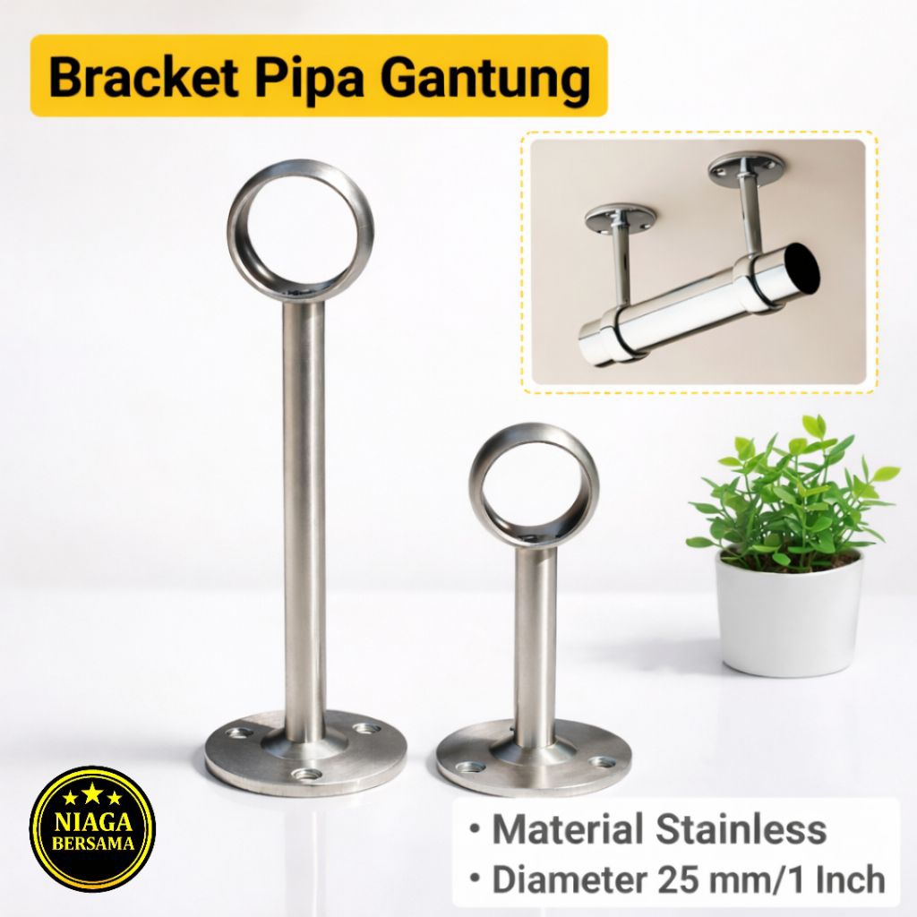 Bracket Pipa 1 Inch Gantung Stainless Penyangga Tengah