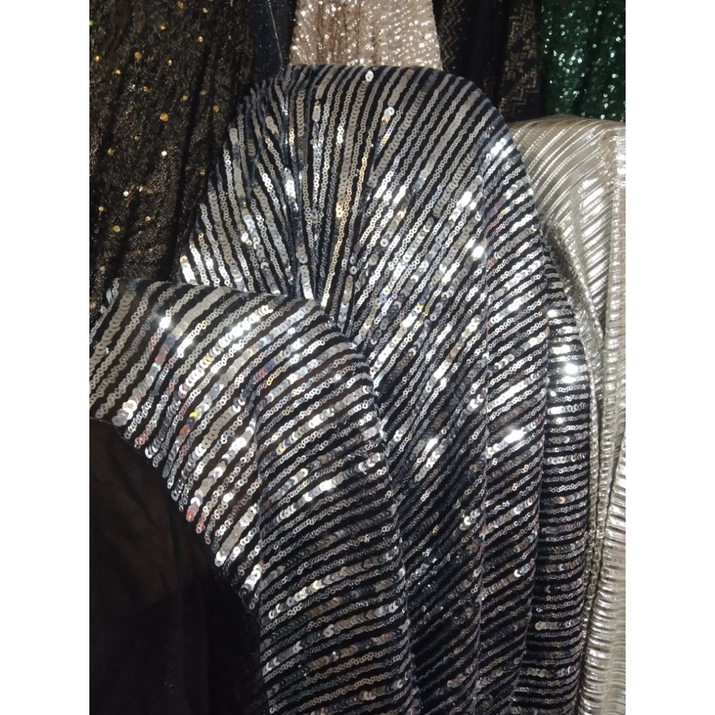 KAIN PAYET /SEQUIN BLINK BLINK HITAM SILVER TERBARU