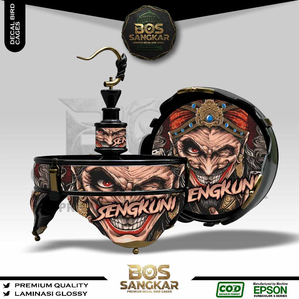 STIKER DECAL SANGKAR BURUNG BUNDAR LINGKARAN LOVE BIRD HELOPET BATMAN CUSTOM SENGKUNI BS34