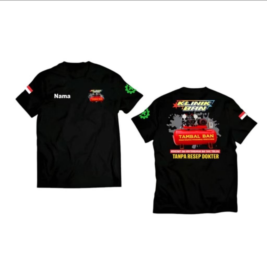 KAOS KLINIK BAN TAMBAL BAN FREE NAMA MOTIF KOMPRESOR MERAH