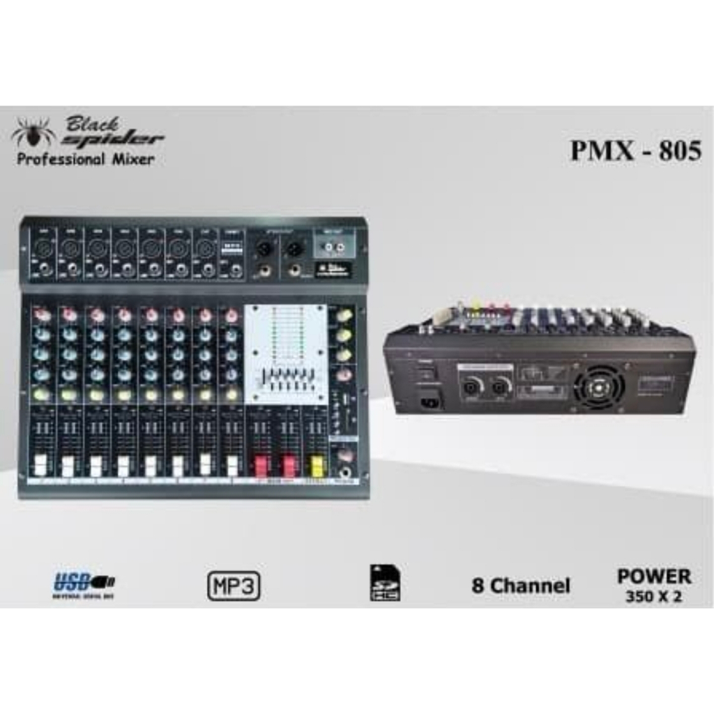 Power Mixer Blackspider Bluetooth PMX805 PMX 805 8 Channel