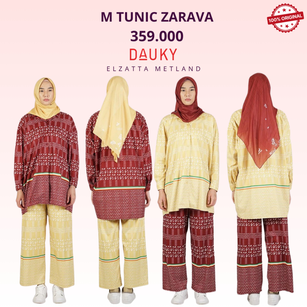 Dauky M Tunic Zarava Tunik Dauky Atasan Bahan Katun Motif Puzzle