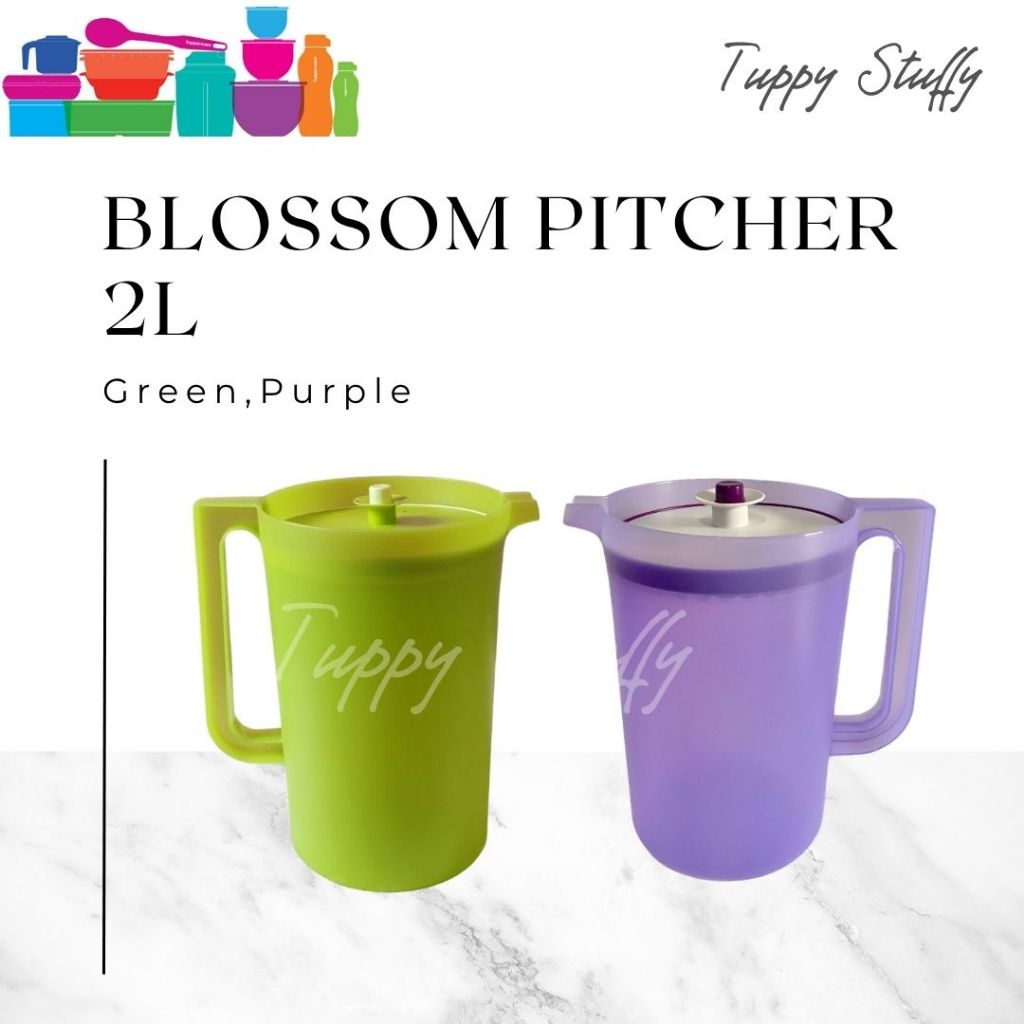 Tupperware Blossom Pitcher 2L (1 ) Purple / Green | teko Aesthetic Teko Cantik Teko Kedap Air anti t