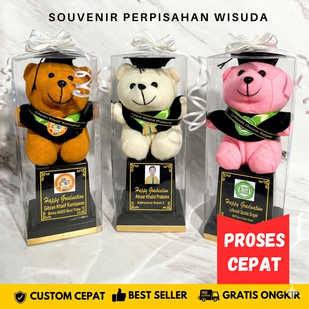 Piala Boneka Wisuda Trophy Souvenir Perpisahan Sekolah Mika TK PAUD SD SMP Kado Hadiah Grosir Murah 